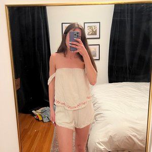 White Off the Shoulder Romper